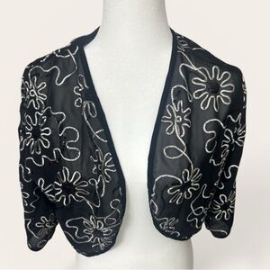 Vintage Black Sequin Crop Bolero Jacket-1998-2005 Era- Statement Y2K piece